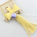 Tassel Keychain Leather For Bag Bowknot Bell Leather Keyring